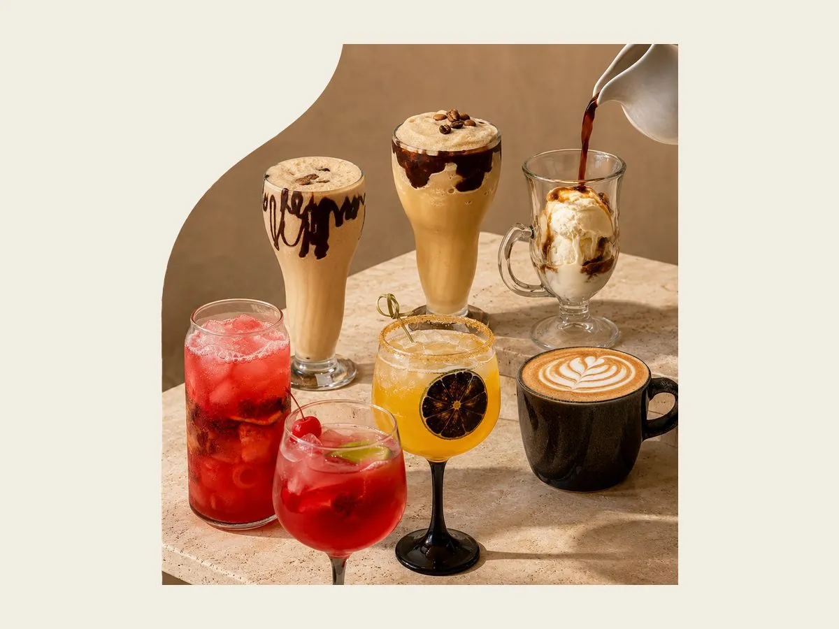 Malteadas de café, frappés y sodas saborizadas de frutos rojos y amarillos